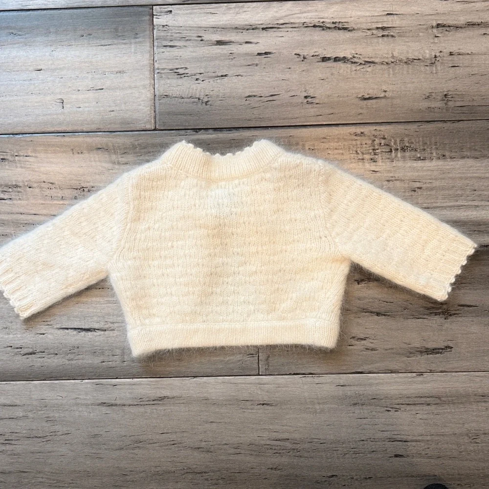 NWOT Ralph Lauren Cream Infant Knit Bolero with Jeweled Pin
